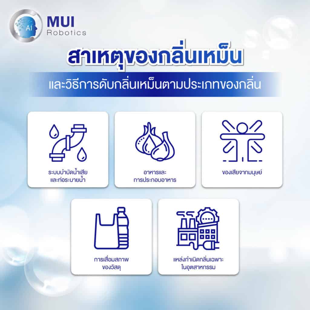 สาเหตุของกลิ่นเหม็น และวิธีการดับกลิ่นเหม็นตามประเภทของกลิ่น